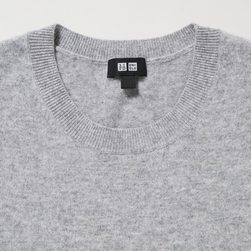 Grey Uniqlo Cashmere Crew Neck Long-sleeve Men Sweaters | 8488640