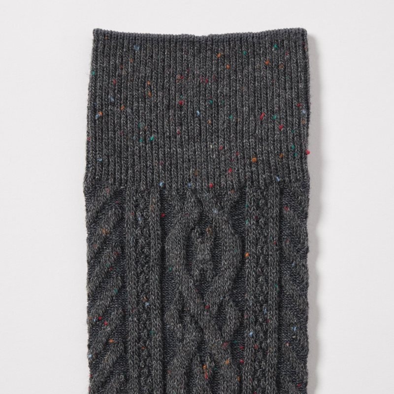 Grey Uniqlo Color Nep Cable Men Socks | 4692693