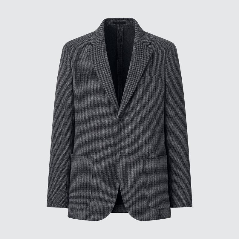 Grey Uniqlo Comfort Houndstooth Men Jackets | 4003524
