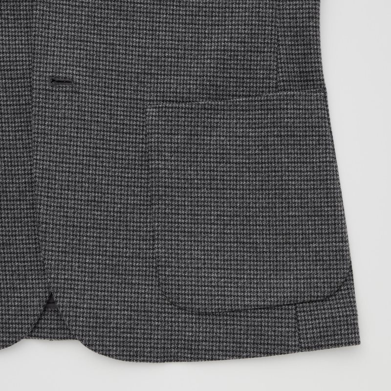 Grey Uniqlo Comfort Houndstooth Men Jackets | 4003524