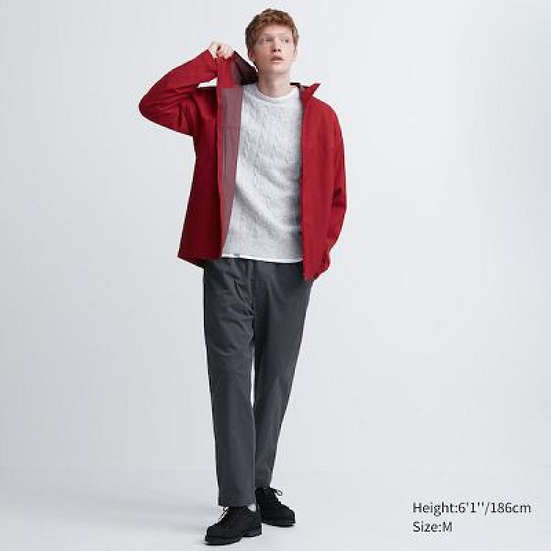 Grey Uniqlo Cotton Relaxed Ankle Women Pants | 443307