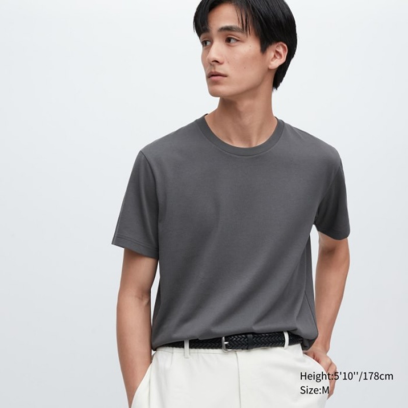 Grey Uniqlo Dry Color Crew Neck Short-Sleeve Women T Shirts | 5197115