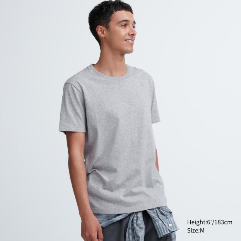 Grey Uniqlo Dry Color Crew Neck Short-Sleeve Women T Shirts | 2400001