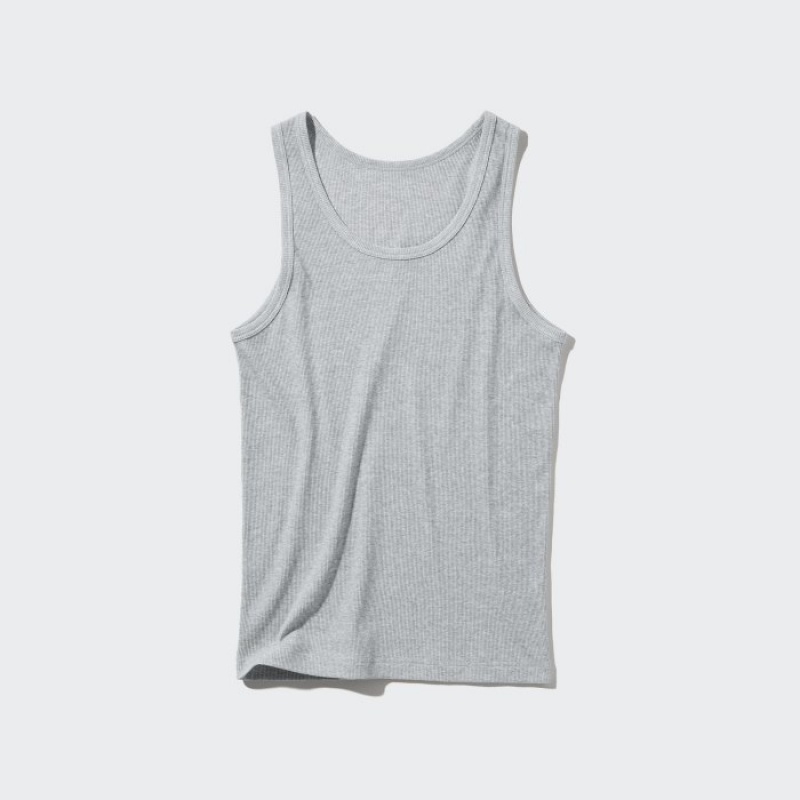Grey Uniqlo Dry Color Ribbed Women Tank Top | 869481