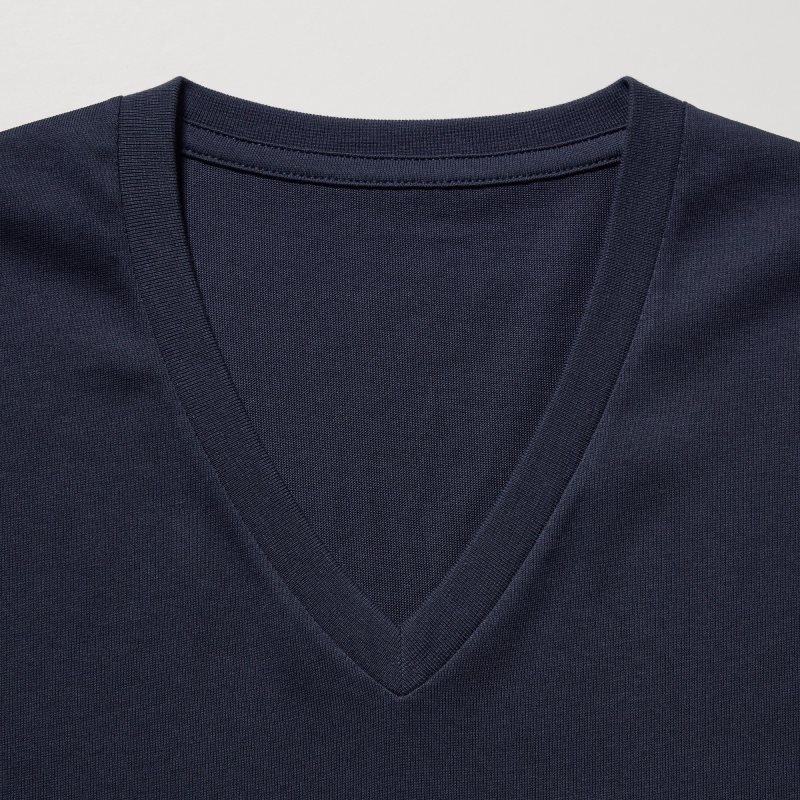 Grey Uniqlo Dry Color V-Neck Short-Sleeve Men T Shirts | 3637958