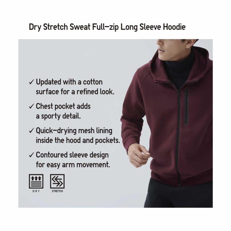 Grey Uniqlo Dry Stretch Sweat Full-zip Color Block Men Hoodie | 4810612