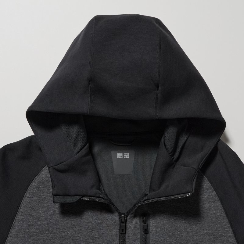 Grey Uniqlo Dry Stretch Sweat Full-zip Color Block Men Hoodie | 4810612