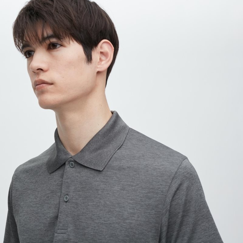 Grey Uniqlo Dry-ex Gradient Men Polo Shirts | 8230681