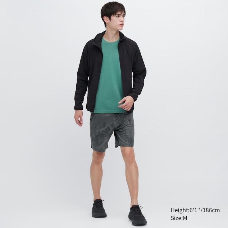 Grey Uniqlo Dry-ex Printed Men Shorts | 1968952
