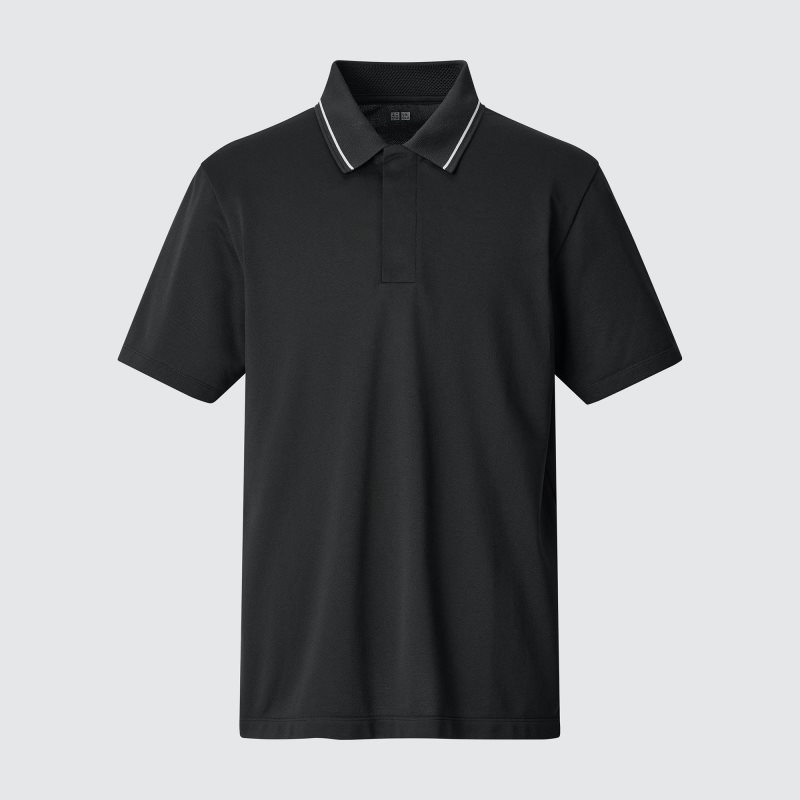 Grey Uniqlo Dry-ex Short-sleeve Striped Collar Adam Scott Men Polo Shirts | 3849194