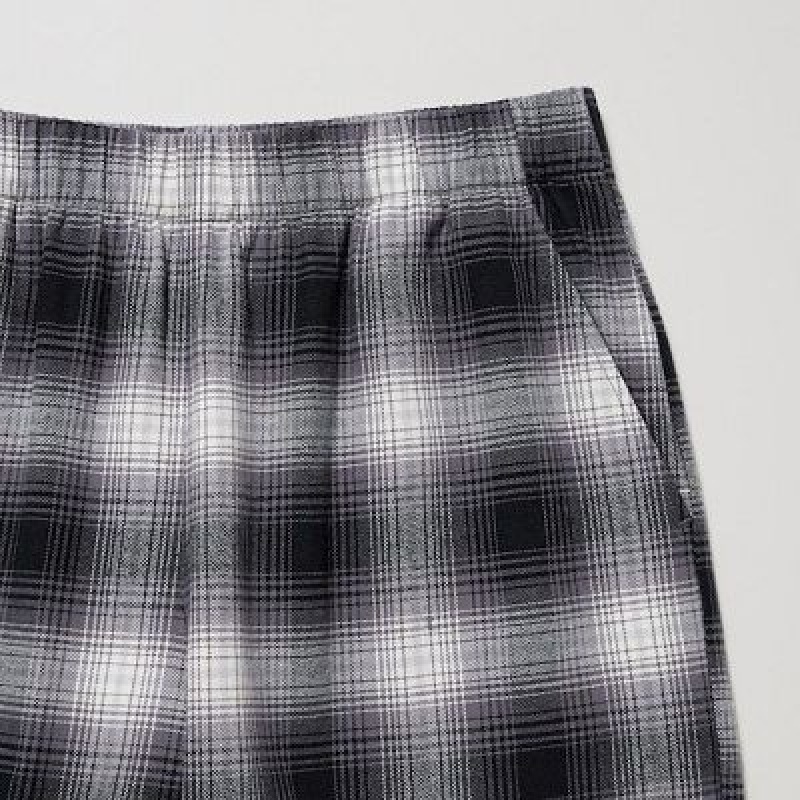 Grey Uniqlo Flannel Checked Women Pants | 5562