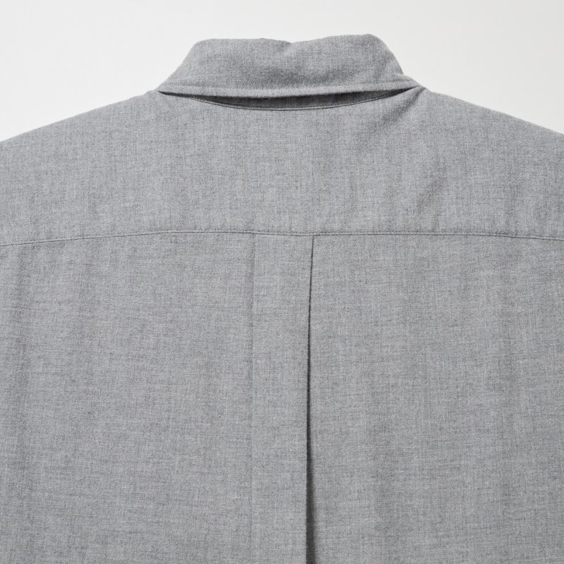 Grey Uniqlo Flannel Long-Sleeve Men Shirts | 2284499