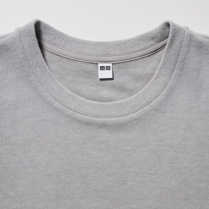 Grey Uniqlo HEATTECH Fleece Crew Neck Long-Sleeve Women T Shirts | 1506234