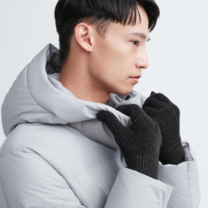 Grey Uniqlo HEATTECH Knitted Men Gloves | 9990017