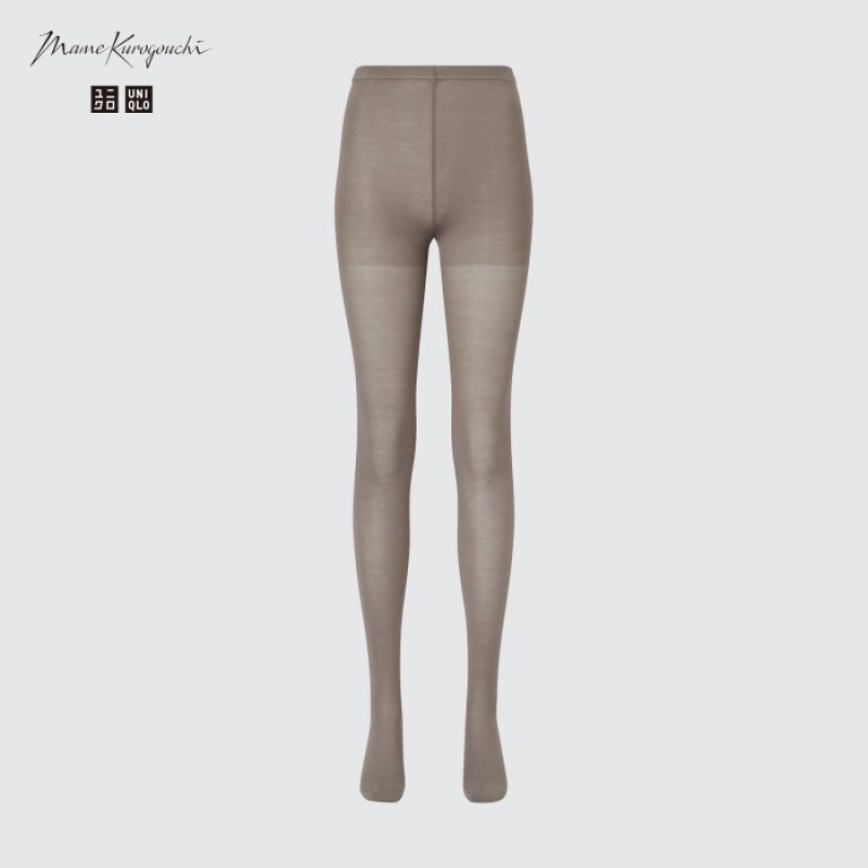 Grey Uniqlo HEATTECH Knitted Sheer Women Tight | 8473932