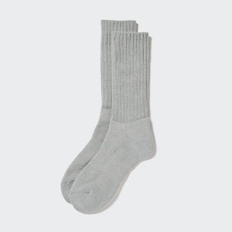 Grey Uniqlo HEATTECH Ribbed Pile Women Socks | 4782035