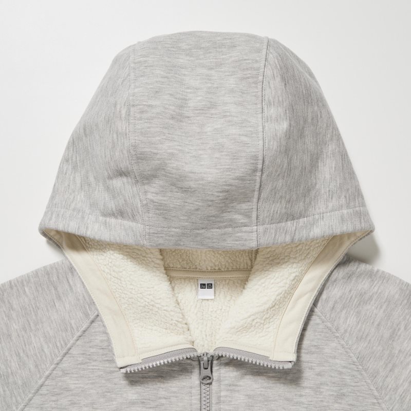 Grey Uniqlo Heattech Pile Lined Sweat Full-zip Men Hoodie | 1575715