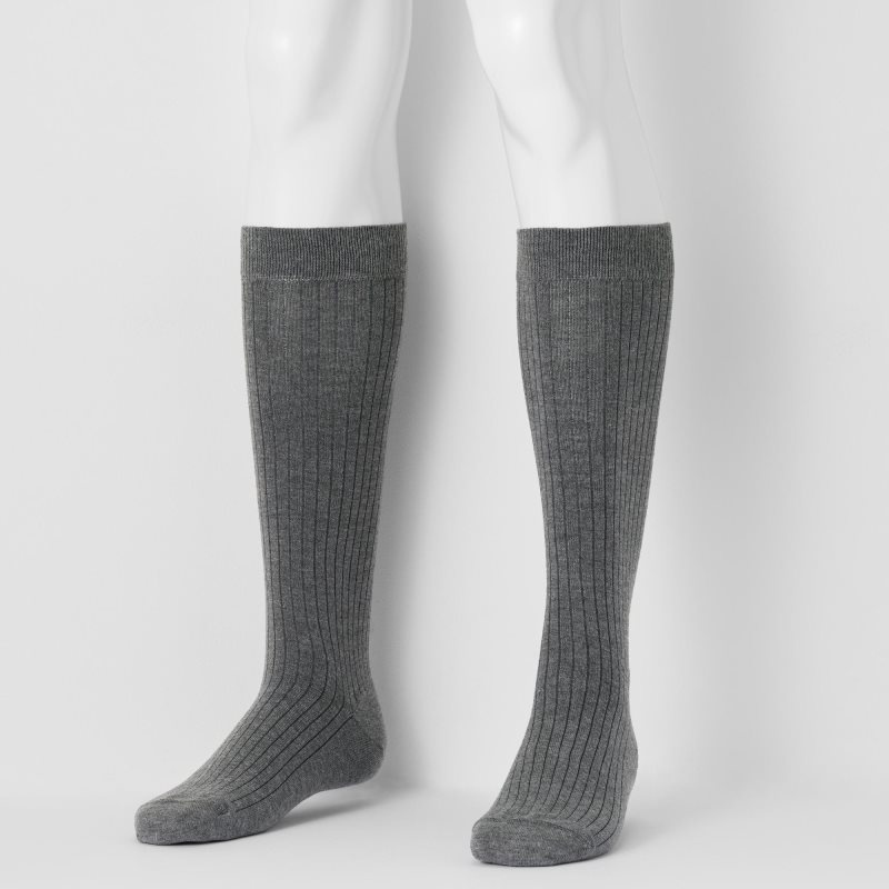 Grey Uniqlo Heattech Wide-ribbed Knee-high Men Socks | 7177194