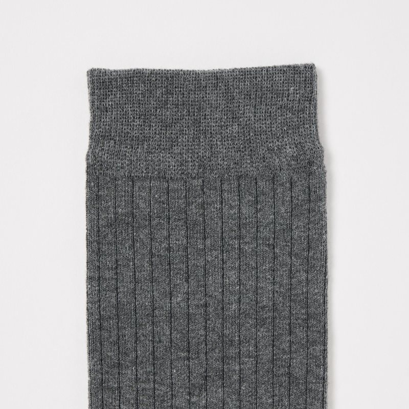 Grey Uniqlo Heattech Wide-ribbed Knee-high Men Socks | 7177194