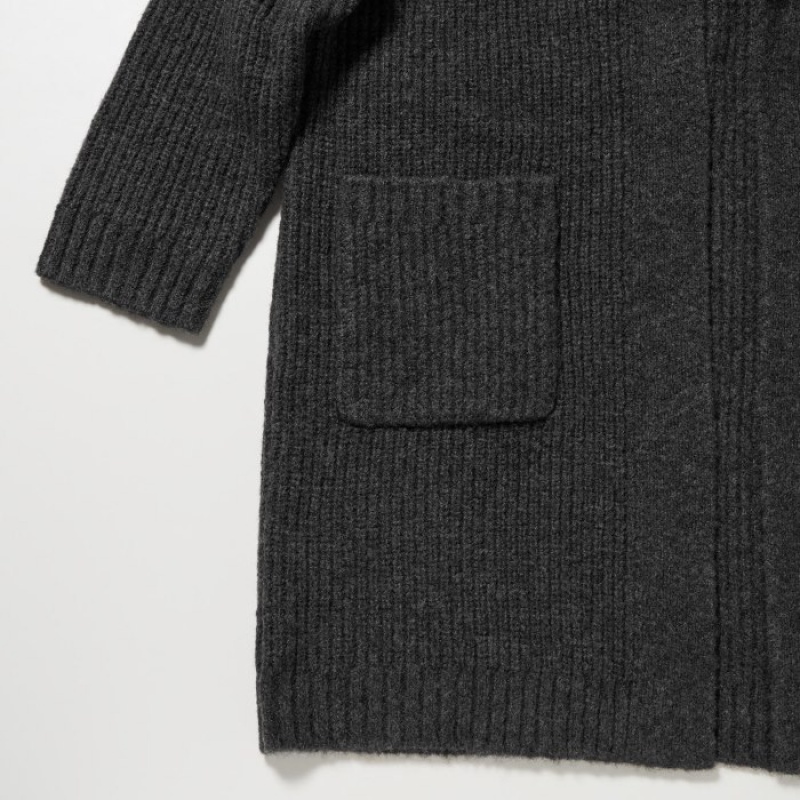 Grey Uniqlo Knitted Long Women Cardigan | 4124632