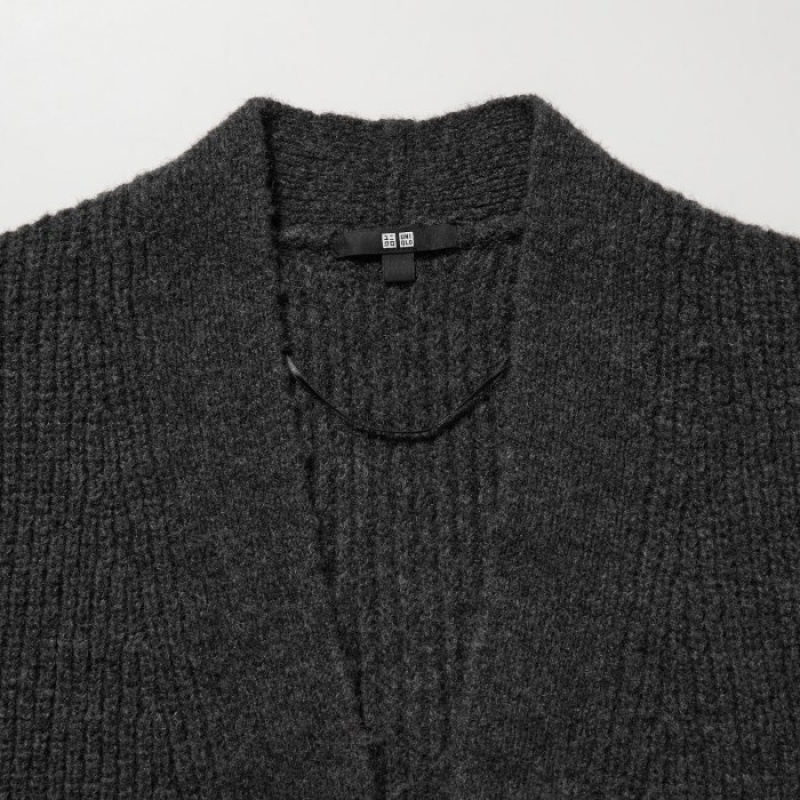 Grey Uniqlo Knitted Long Women Cardigan | 1758328