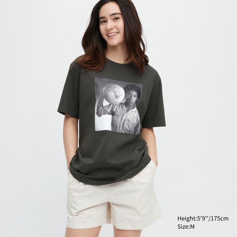 Grey Uniqlo Peace For All Basquiat Short-sleeve Graphic Men T Shirts | 6636380