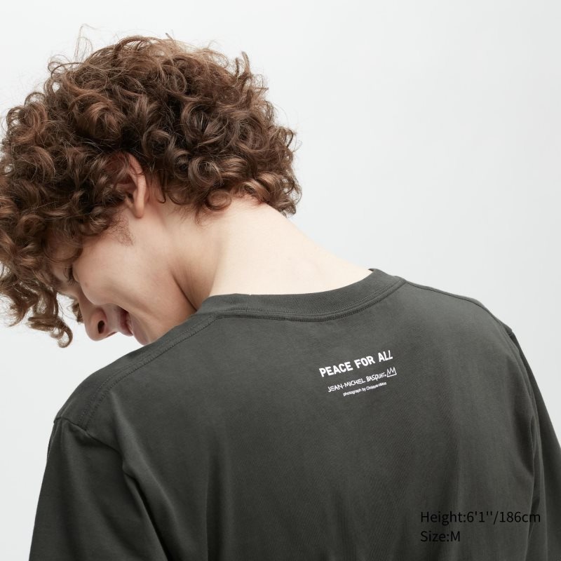 Grey Uniqlo Peace For All Basquiat Short-sleeve Graphic Men T Shirts | 6636380
