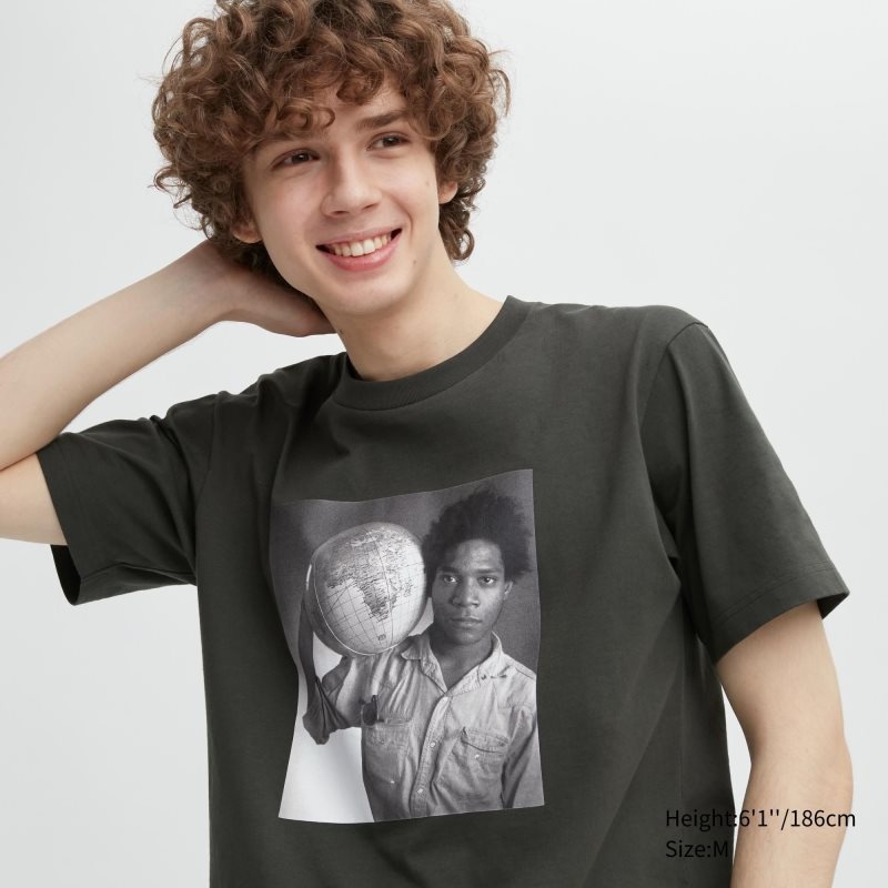 Grey Uniqlo Peace For All Basquiat Short-sleeve Graphic Men T Shirts | 6636380