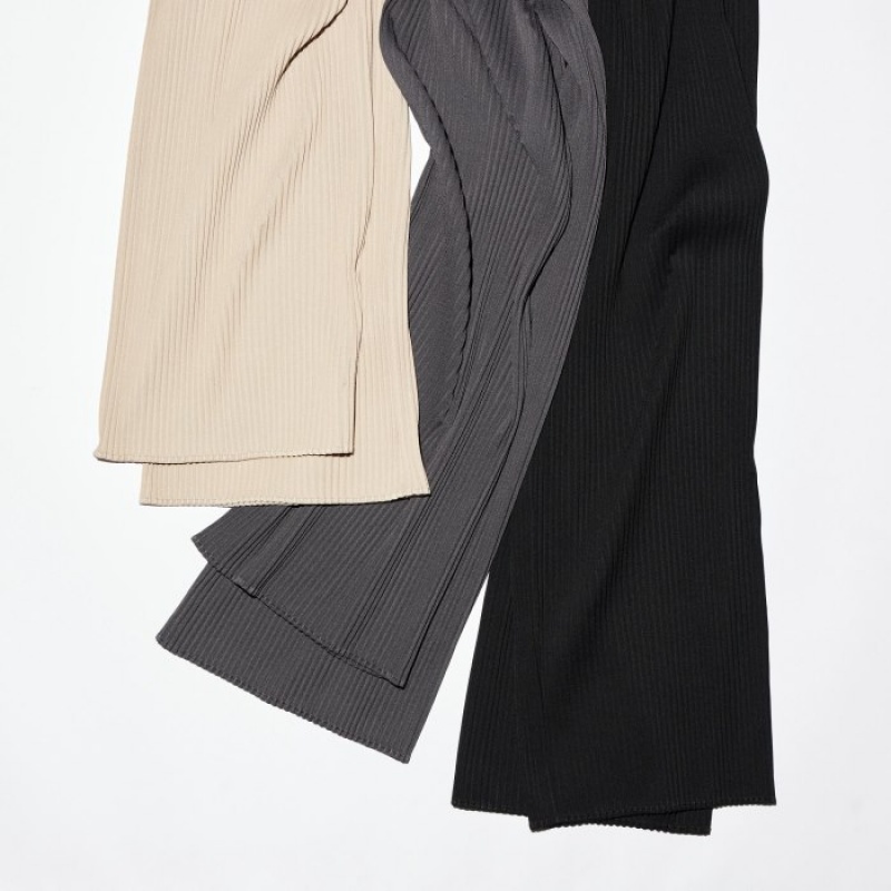 Grey Uniqlo Pleated Straight Women Pants | 3351231