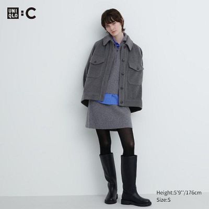 Grey Uniqlo Premium Lambswool Mini Women Skirts | 2957828