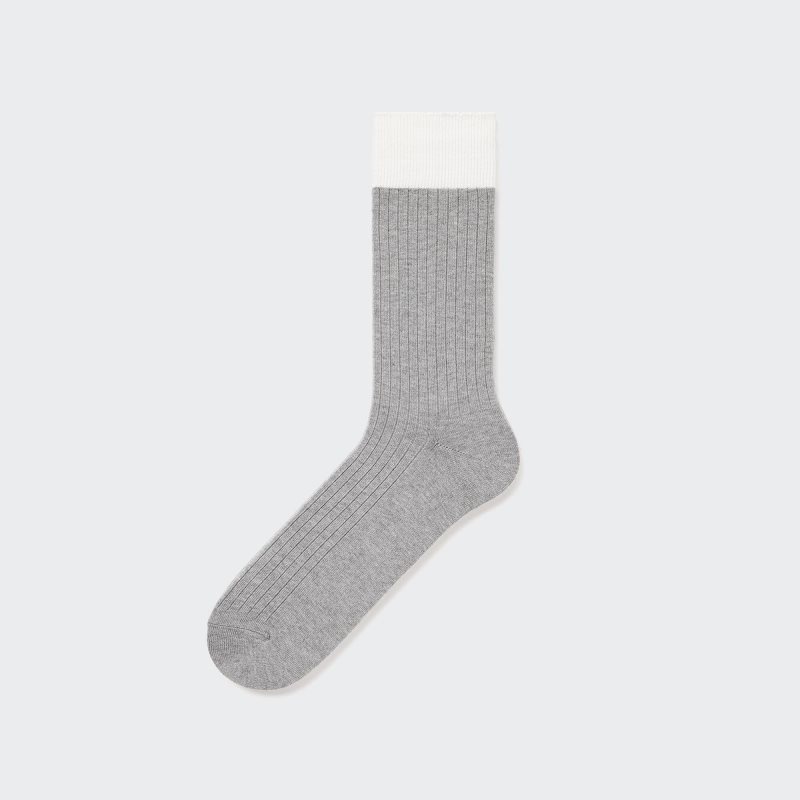 Grey Uniqlo Silket Ribbed Men Socks | 5357756