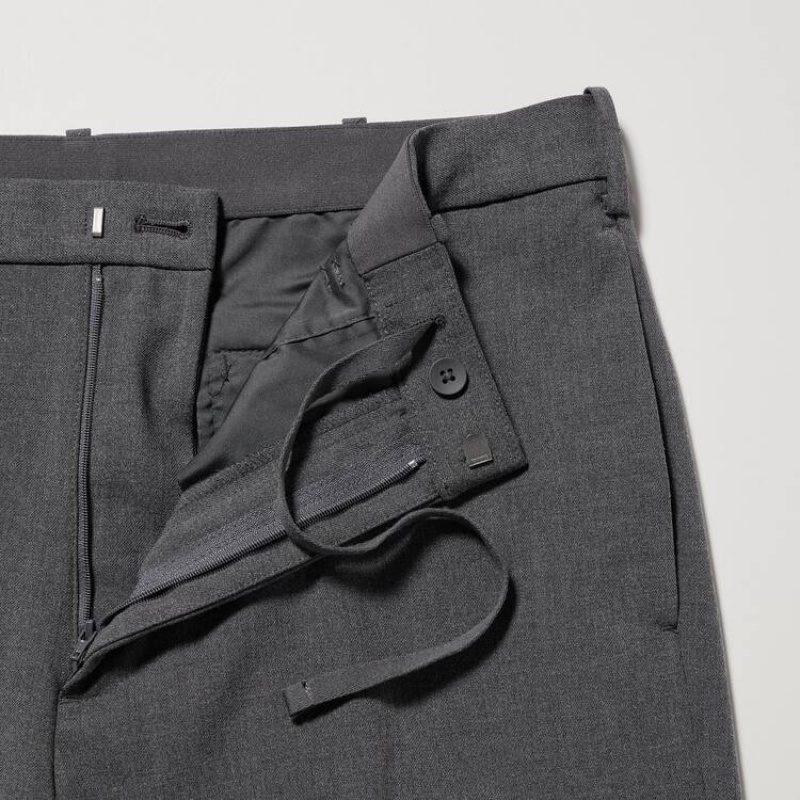 Grey Uniqlo Smart Ankle Length Men Pants | 1491467