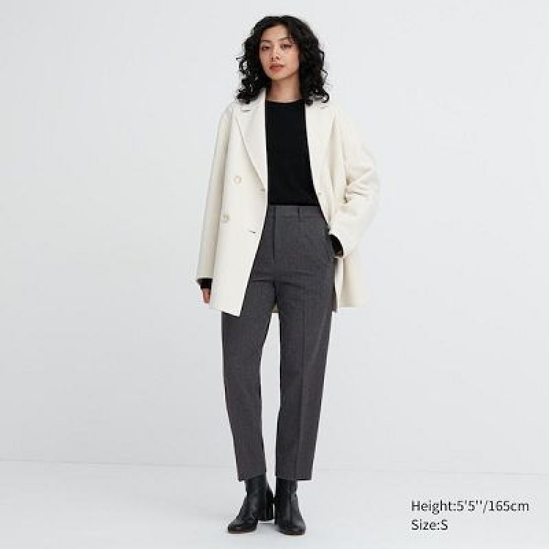 Grey Uniqlo Smart Brushed Ankle Women Pants | 2380517