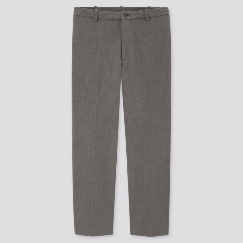 Grey Uniqlo Smart Comfort Ankle Length Men Pants | 9916739