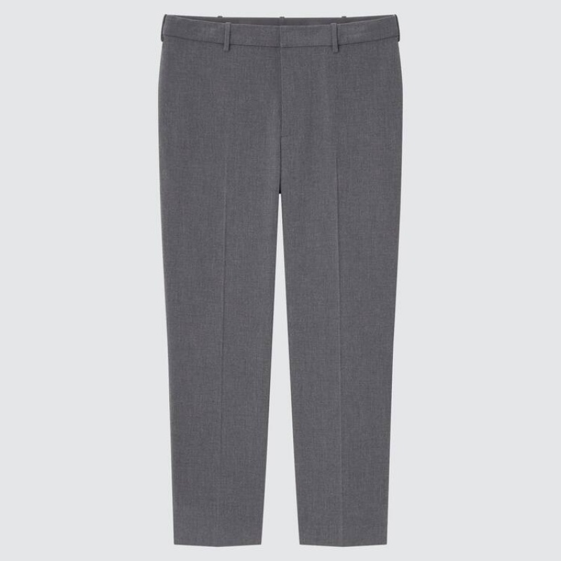 Grey Uniqlo Smart Comfort Ankle Length Men Pants | 1736214