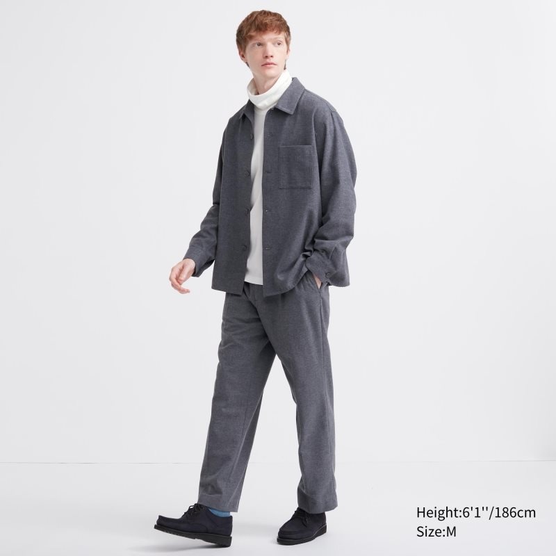 Grey Uniqlo Soft Brushed Turtleneck Long-sleeve Men T Shirts | 1767503