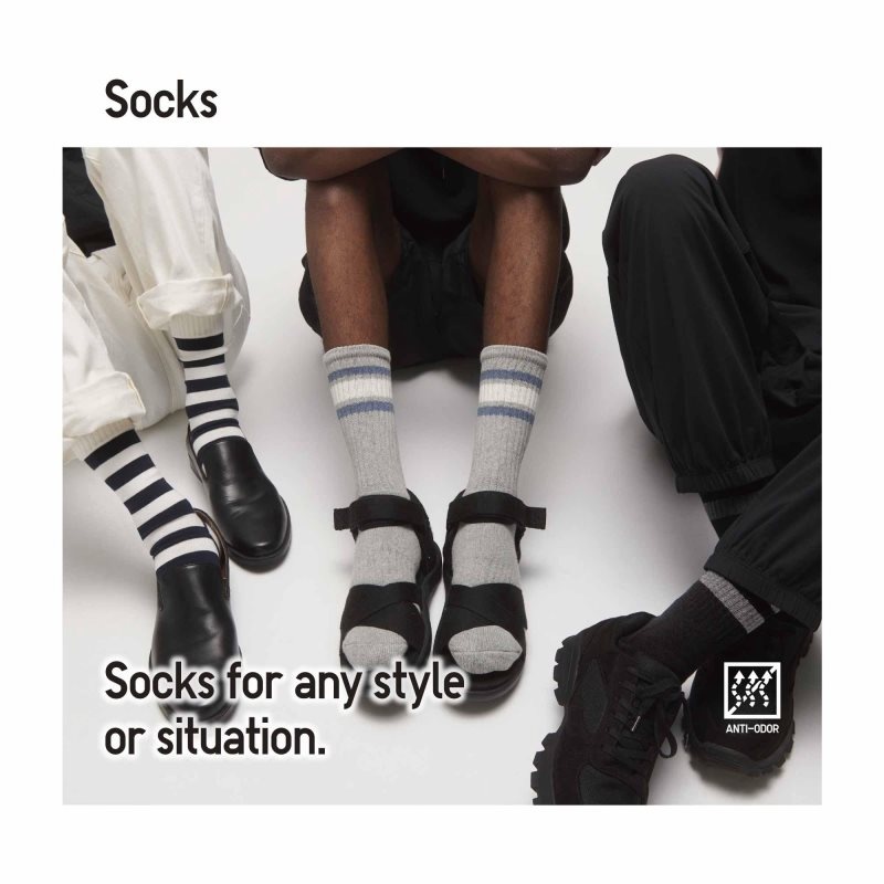 Grey Uniqlo Soft Pile Striped Men Socks | 8826666