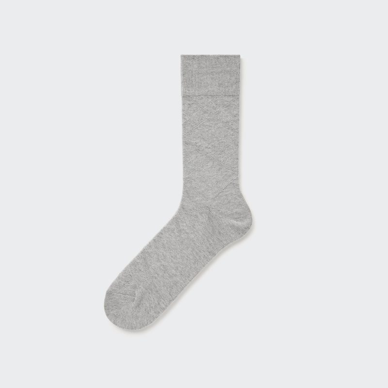 Grey Uniqlo Supima Cotton Links Checked Men Socks | 8659683