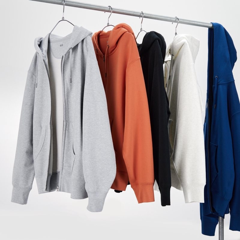 Grey Uniqlo Sweat Full-zip Men Hoodie | 3478310