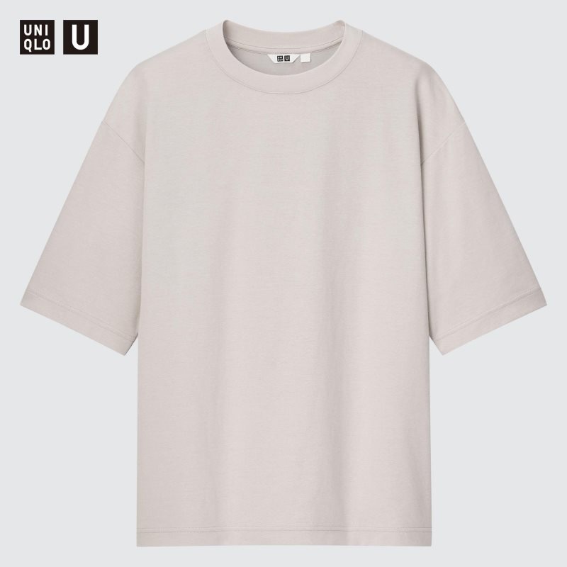Grey Uniqlo U AIRism Cotton Oversized Crew Neck Half-Sleeve Men T Shirts | 2035228