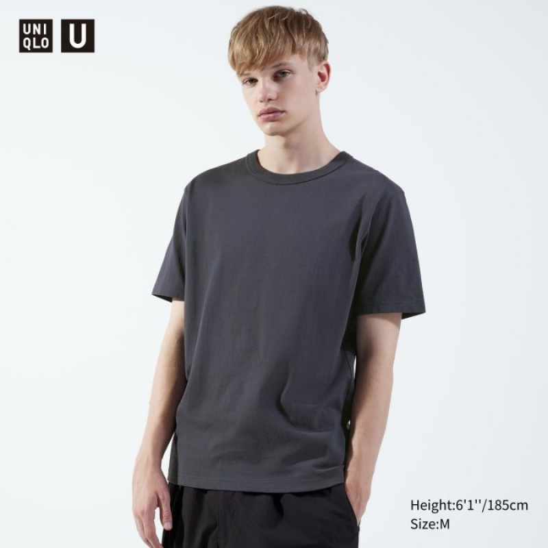 Grey Uniqlo U Crew Neck Short-sleeve Women T Shirts | 2525874