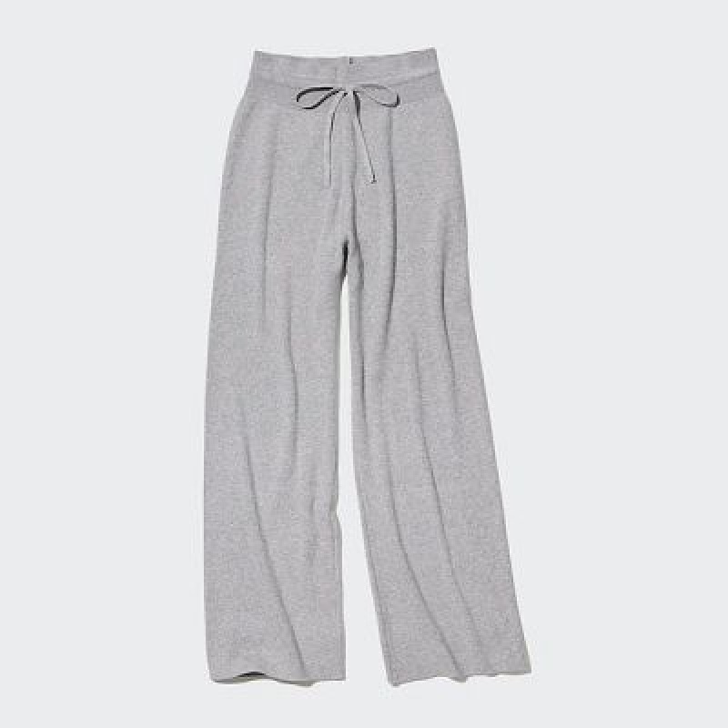 Grey Uniqlo Washable Knit Ribbed Women Pants | 1046626