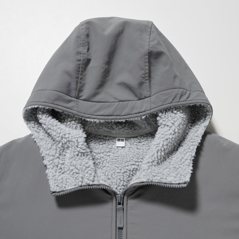 Grey Uniqlo Windproof Outer Fleece Full-zip Men Hoodie | 1870919