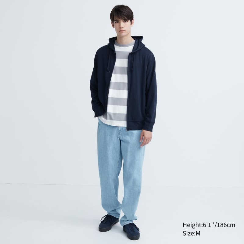 Navy Uniqlo Airism Uv Protection Full-zip Men Hoodie | 1541502