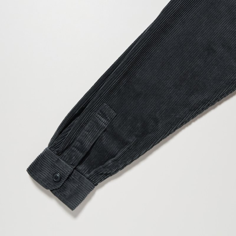 Navy Uniqlo Corduroy Work Long-sleeve Men Shirts | 5788564