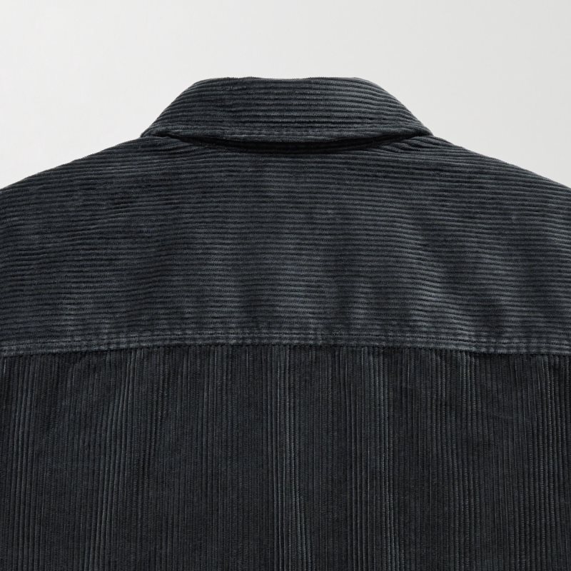 Navy Uniqlo Corduroy Work Long-sleeve Men Shirts | 5788564