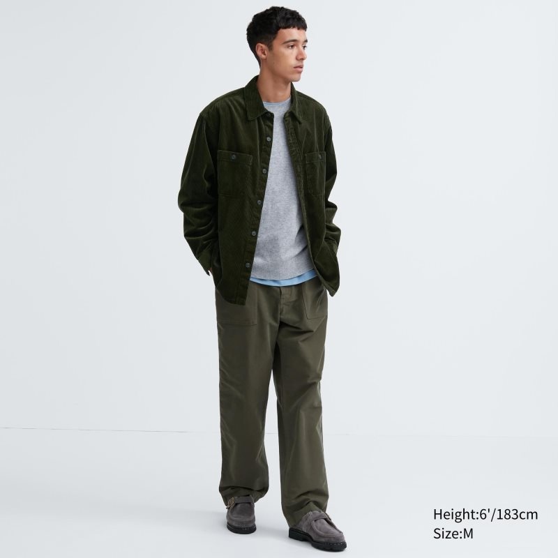 Navy Uniqlo Corduroy Work Long-sleeve Men Shirts | 5788564