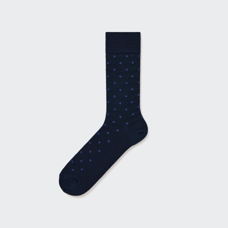 Navy Uniqlo Dotted Men Socks | 6664995