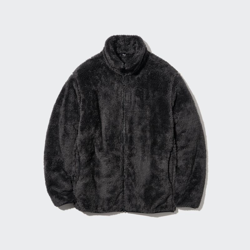 Navy Uniqlo Fluffy Yarn Fleece Full-Zip Men Jackets | 24893