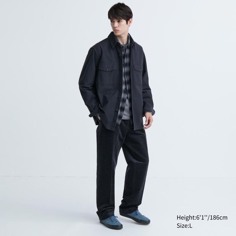 Navy Uniqlo Jersey Utility Long-sleeve Overshirt Men Shirts | 8805486
